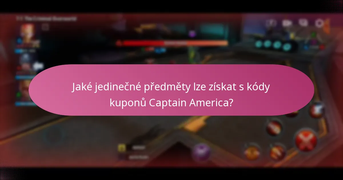 Jaké jedinečné předměty lze získat s kódy kuponů Captain America?